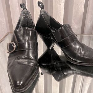 Black Leather Shoe Booties. Size 39. Made in Italy
